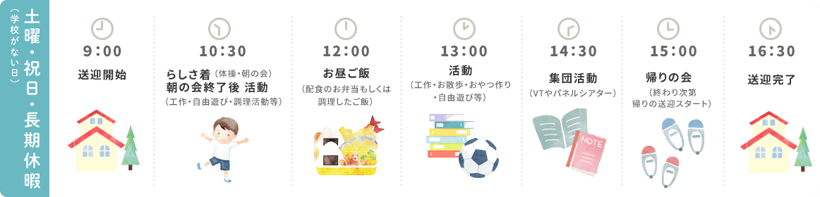 土日・祝日・長期休暇(学校がない日)